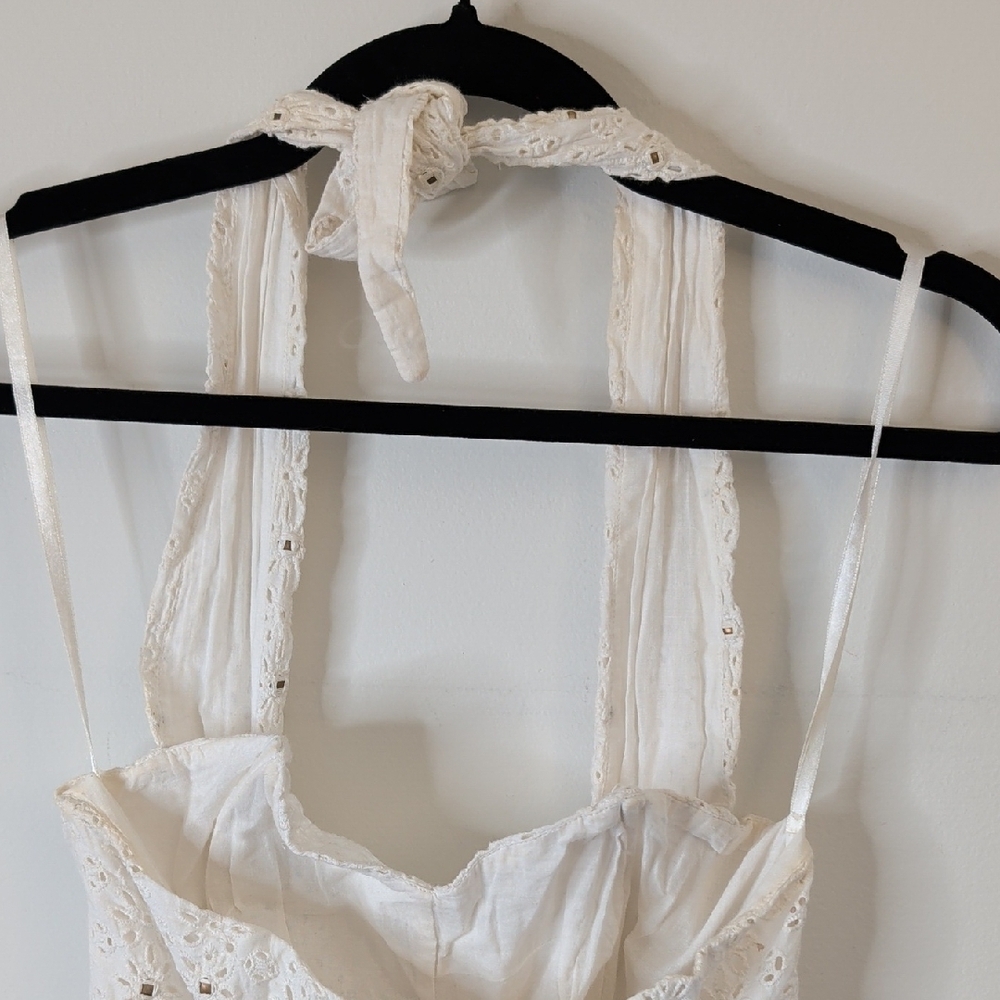 Diane von Furstenberg DVF Rive White Cotton Eyelet Halter Dress US 2 - Picture 7 of 12
